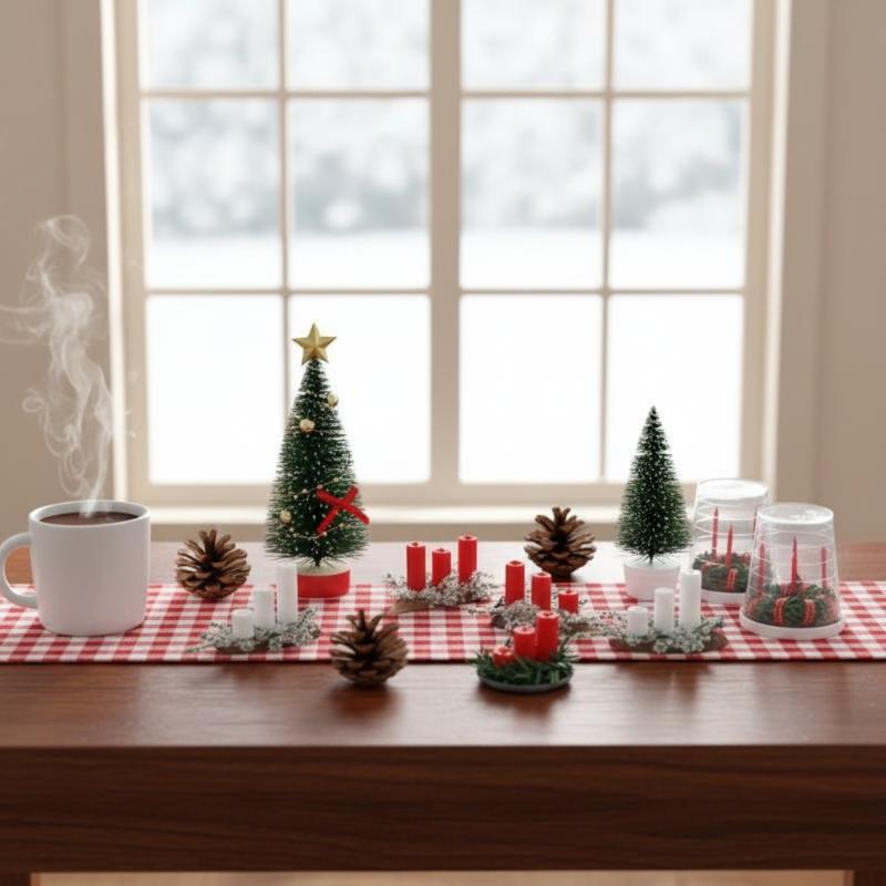 Holiday Candle Set - ! 1:12 Miniatuur poppenhuis kerstdecoratie accessoires