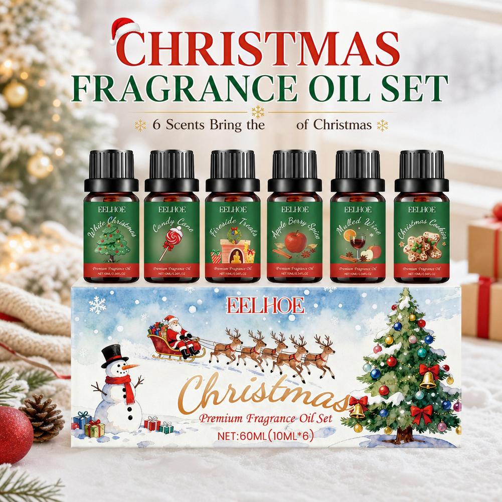 Holiday Candle Set - 6-in-1 Aromatherapie Essentiële Kerstcadeauset, Langdurige Geur,