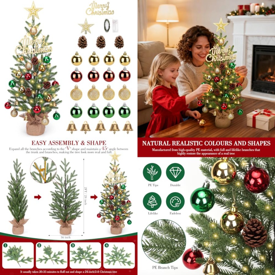2FT Mini Kerstboom, Tafelkerst - Christmas Tree Artificial recensie en prijs